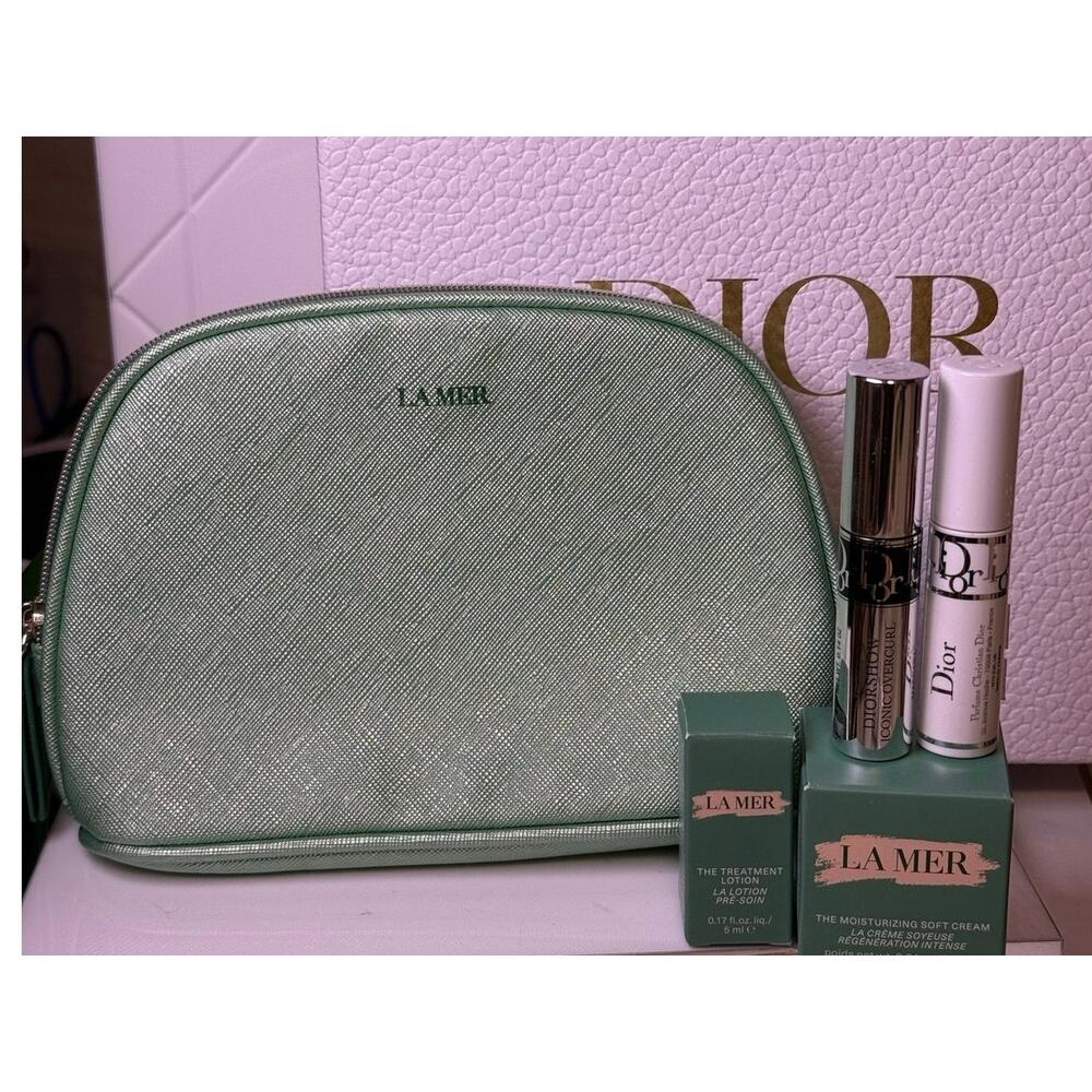 La Mer / Dior 5 Piece Bundle -Mascara, Lash Primer, Soft Cream, Lotion & Bag-NEW